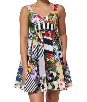 Dolce &amp; Gabbana Multicolor Patchwork Cotton Aline Mini Dress