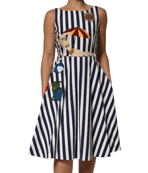Dolce &amp; Gabbana Blue White Striped A-line Dress