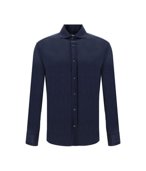 Brunello Cucinelli Blue Silk Shirt