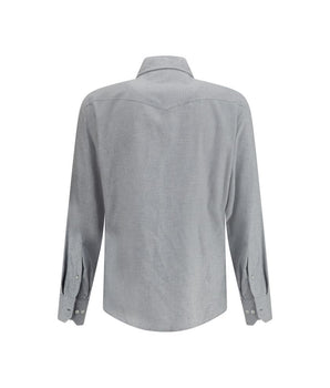 Brunello Cucinelli gray cotton pattern shirt