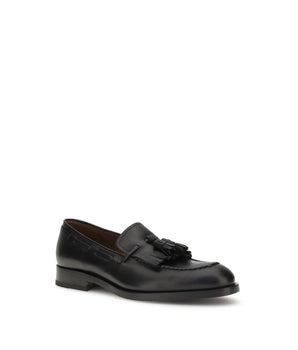 Fratelli Rossetti Black Calf Leather Bos Taurus Slip-On Loafers