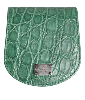Dolce &amp; Gabbana Green Exotic Skin Coin Condom Case Holder Pocket Wallet