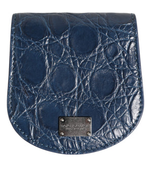Dolce &amp; Gabbana Blue Exotic Skin Coin Purse Condom Case Holder