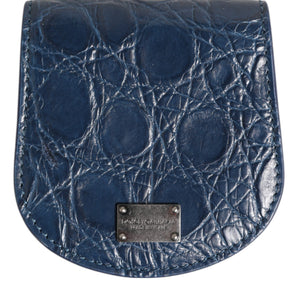 Dolce & Gabbana Blue Exotic Skin Coin Condom Case Holder Pocket Wallet