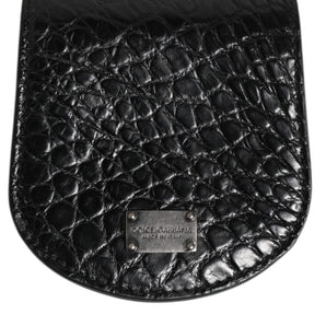 Dolce & Gabbana Black Exotic Skin Coin Condom Case Holder Pocket Wallet