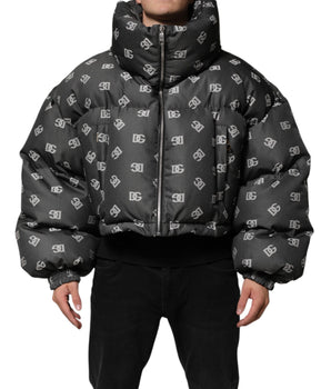 Dolce & Gabbana Black DG Monogram Full Zip Puffer Men Jacket