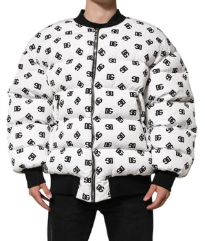 Dolce &amp; Gabbana White DG Monogram Full Zip Quilted Jacket