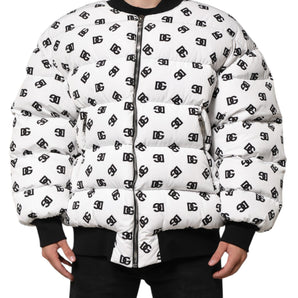 Dolce & Gabbana White DG Monogram Full Zip Quilted Jacket