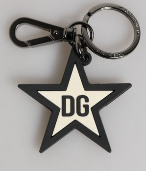 Dolce & Gabbana White Black DG Logo Star Rubber Men's Keychain Keyring