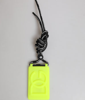 Dolce & Gabbana Yellow Green Rubber DG Embossed Adjustable Badge Holder