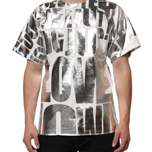 Dolce & Gabbana White Metallic Print Cotton CrewNeck T-shirt