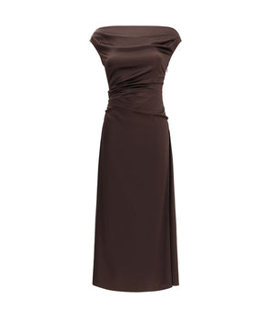Staud Brown Silk Cocktail Dress