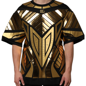 Dolce & Gabbana Black Metallic Print Nylon Crewneck T-shirt
