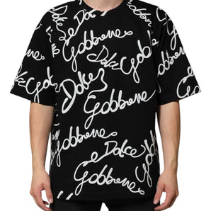 Dolce & Gabbana Black Logo Print Cotton Crew Neck  T-shirt