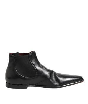 Dolce &amp; Gabbana Black Chelsea Slip On Men Ankle Boots Shoes