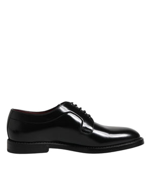 Dolce &amp; Gabbana Black Calf Leather Lace Up Dress Shoes