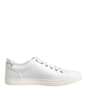 Dolce & Gabbana White Crown Bee Leather Low Top Sneakers Shoes