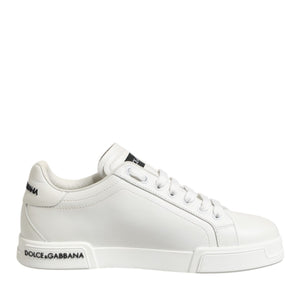 Dolce & Gabbana Black White Leather Portofino Sneaker Shoes