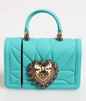 Dolce &amp; Gabbana Turquoise Silicone Devotion Heart Cover Bag Airpods Case