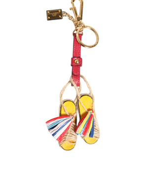 Dolce &amp; Gabbana Red Yellow Mini Espadrille Style Charm Keychain Keyring