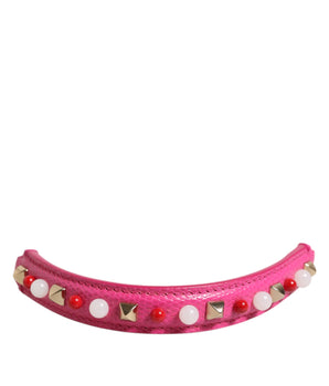 Dolce &amp; Gabbana Pink Embellished Leather Bag Handle Women Shoulder Strap