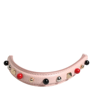 Dolce & Gabbana Light Pink Embellished Leather Bag Handle  Shoulder Strap