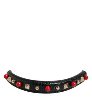 Dolce &amp; Gabbana Black Embellished Leather Bag Handle Women Shoulder Strap