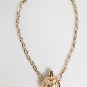 Dolce & Gabbana Gold Brass Rhinestone Devotion Charm Pendant Necklace