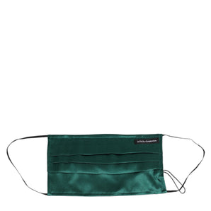 Dolce & Gabbana Green Silk Pleated Elastic Ear Strap Face Mask