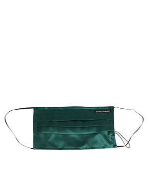 Dolce &amp; Gabbana Green Silk Pleated Elastic Ear Strap Face Mask