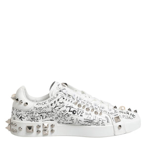 Dolce & Gabbana White Portofino Studded Men Sneakers Shoes
