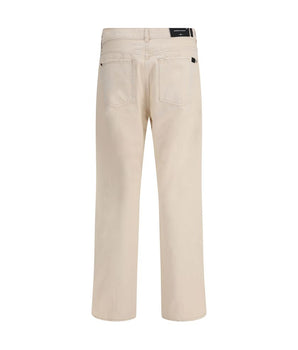 7FOR Beige Cotton Straight-Leg Jeans