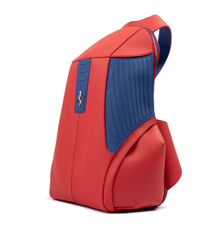 Ferrari red leather technical backpack