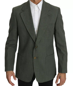 Romeo Gigli Green Linen Blazer One Piece Single Breasted Jacket