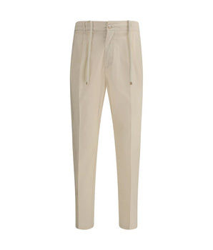 Cruna Beige Cotton Casual Pants