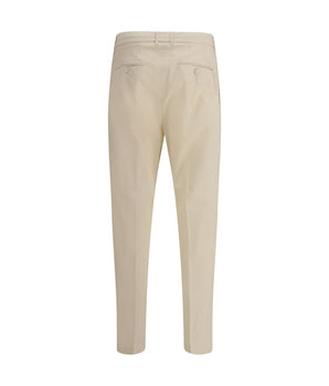 Cruna Beige Cotton Casual Pants