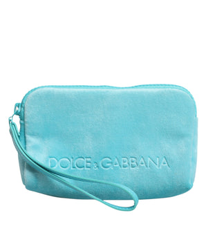 Dolce &amp; Gabbana Light Blue Solid Logo Clutch Sunglasses Holder Pouch Bag