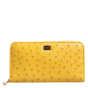 Dolce & Gabbana Yellow Leather Logo Plaque Zip Around Continental Wallet