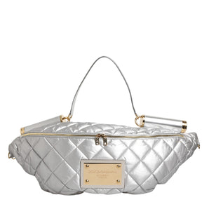 Dolce & Gabbana Silver Quilted Filled Crossbody Shoulder Bag SICILY Bag