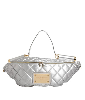 Dolce &amp; Gabbana Silver Quilted Filled Crossbody Shoulder Bag SICILY Bag