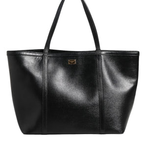 Dolce & Gabbana Black Leather Miss Escape Shopping Tote Women Borse Bag
