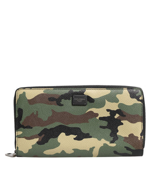 Dolce &amp; Gabbana Multicolor Camouflage Logo Zip Around Continental Wallet
