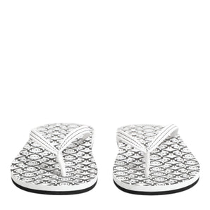 Dolce & Gabbana Black White Logo Beachwear Flats Slipper Shoes