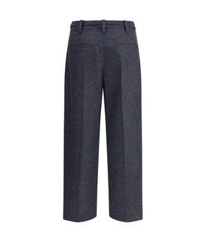 Brunello Cucinelli Gray Fleece Wool Casual Pants