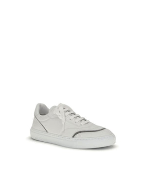 Brunello Cucinelli White Calf Leather Bos Taurus Low Top Sneakers