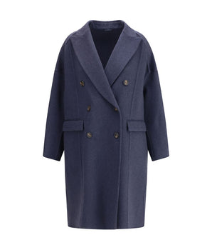 Brunello Cucinelli Blue Cashmere Coat