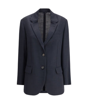 Brunello Cucinelli Blue Fleece Wool Blazer