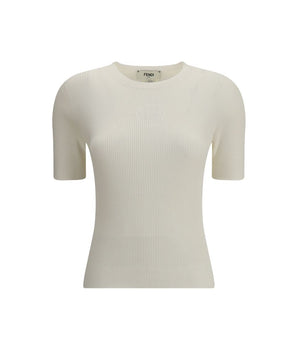 Fendi White Silk T-Shirt