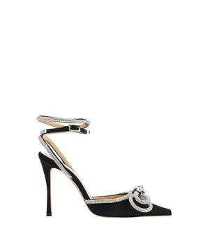 MACH & MACH Black Silk Stiletto Heel Sandals