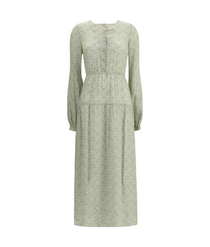 Kristina Ti Green Silk Long Dress